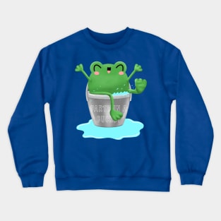 Frog party in a bucket, cute frog illustration in water bucket Crewneck Sweatshirt